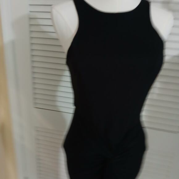 Vintage black stretch rayon sleeveless maxi dress with tulip skirt size medium - Picture 9 of 15